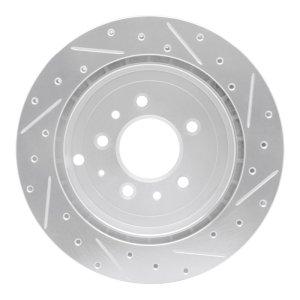 Ford Edge Brake Rotor (1) - Rear Left - R1 Concepts - Drilled & Slotted - Silver - `07-`12
